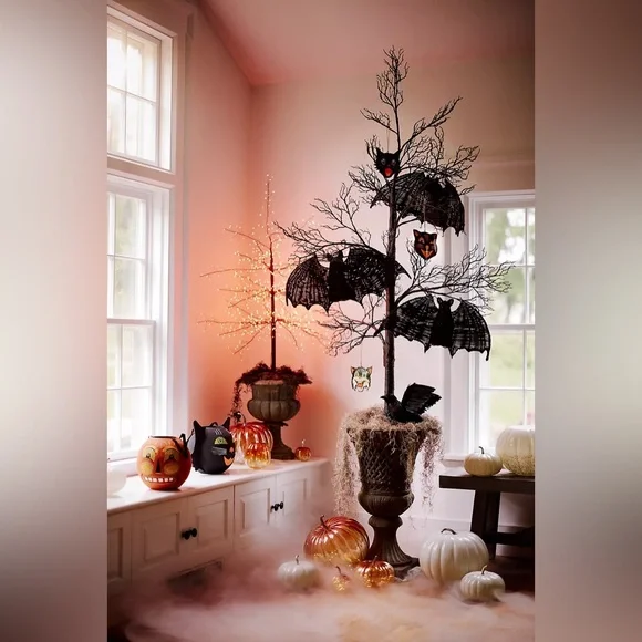 Pair Of Anthropologie Enamelware Spooky Halloween Black Cat Ornament NWT - Picture 6 of 7